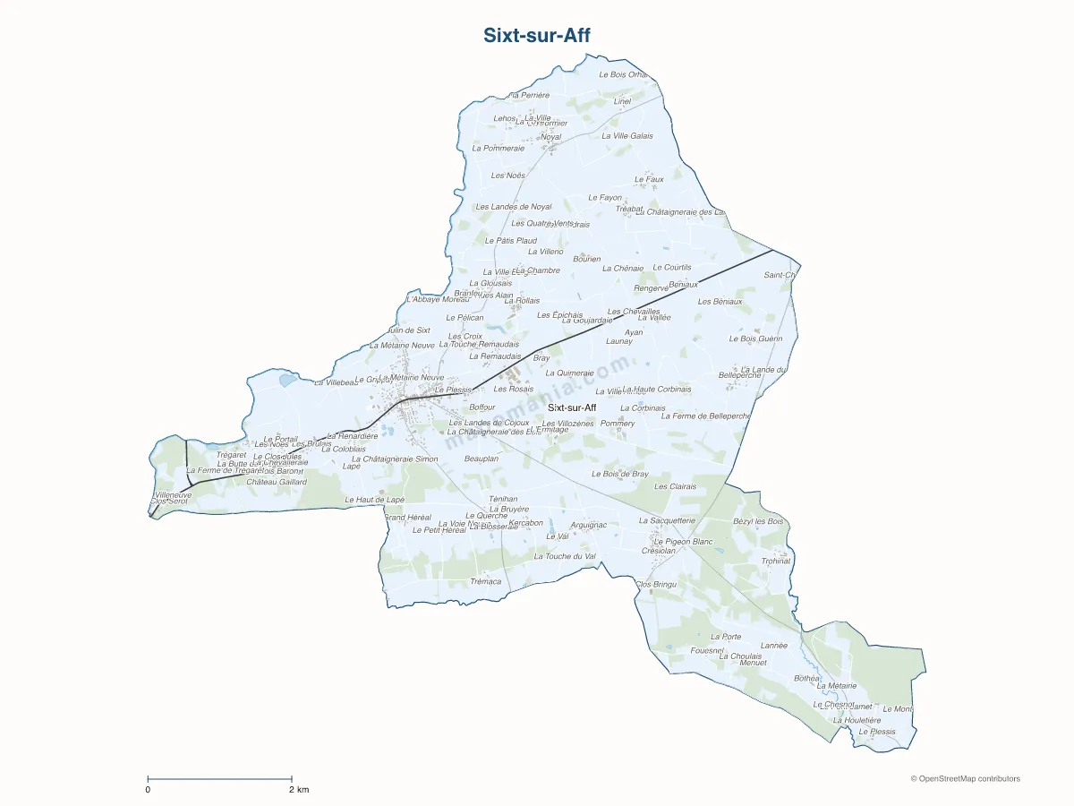 Carte de Sixt-sur-Aff à personnaliser