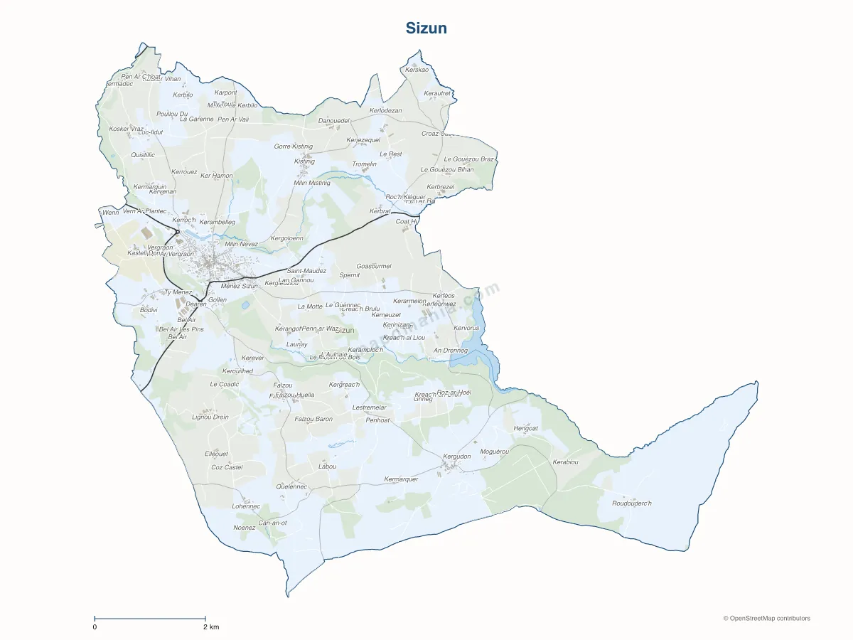 Carte de Sizun à personnaliser