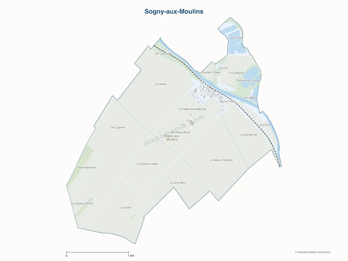 Carte de Sogny-aux-Moulins à personnaliser