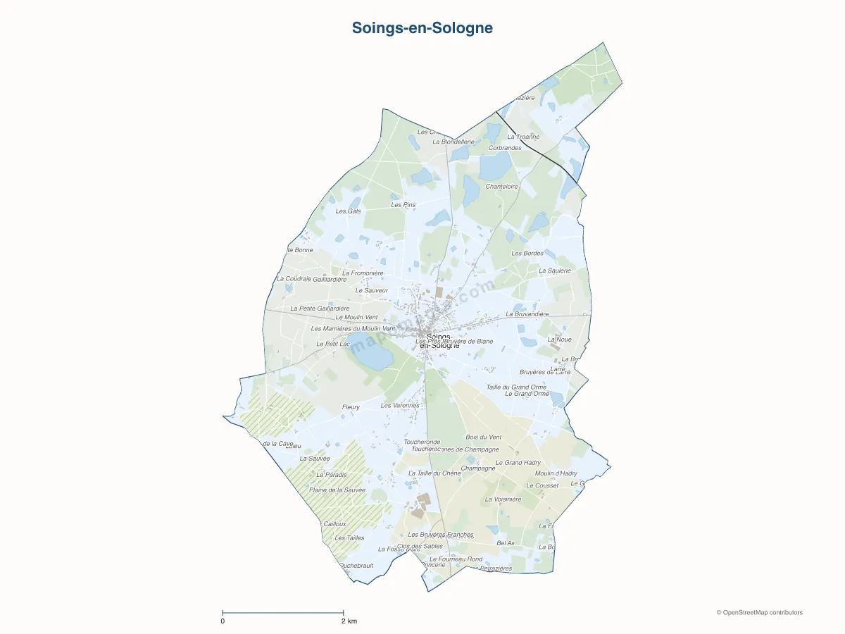Carte de Soings-en-Sologne à personnaliser