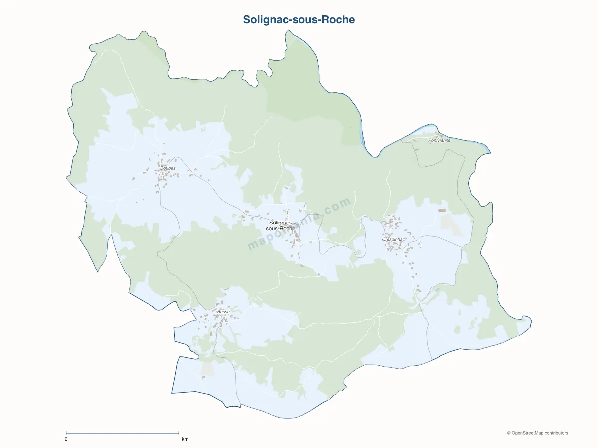 Carte de Solignac-sous-Roche à personnaliser