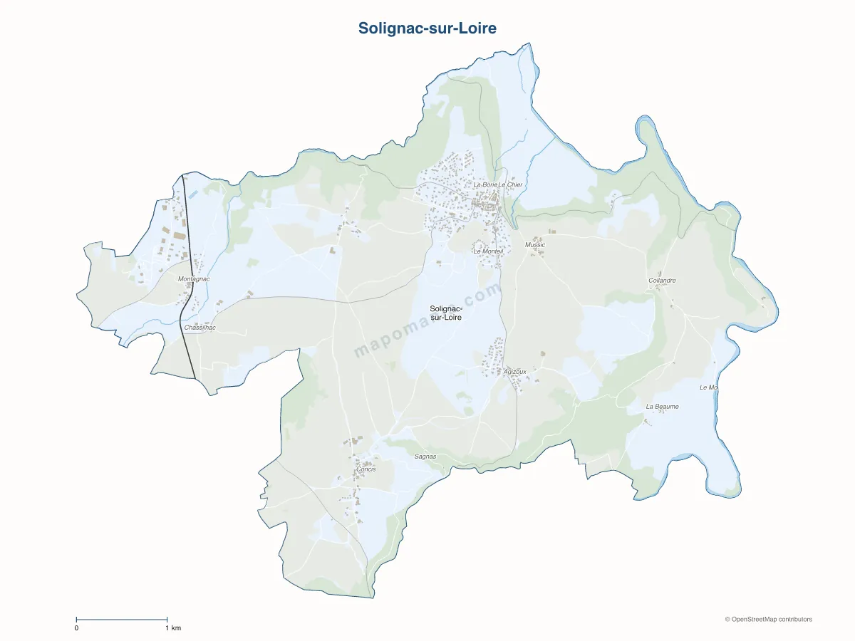 Carte de Solignac-sur-Loire à personnaliser