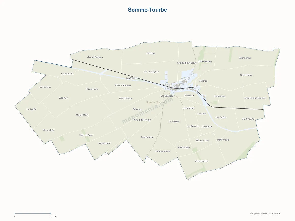 Carte de Somme-Tourbe à personnaliser