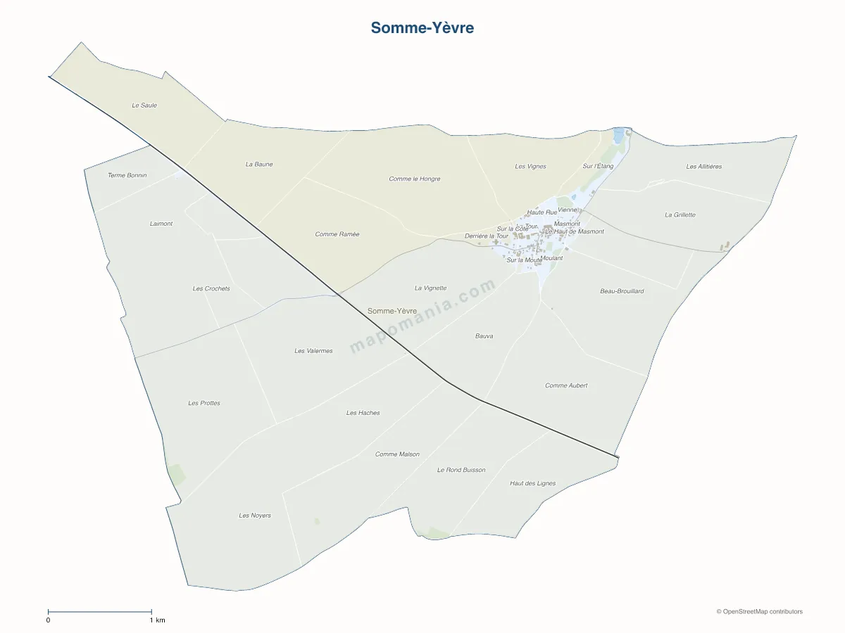 Carte de Somme-Yèvre à personnaliser