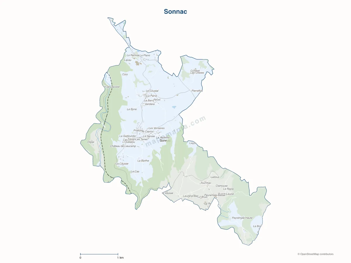 Carte de Sonnac à personnaliser