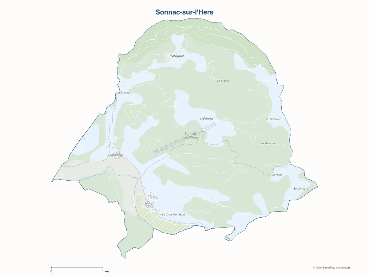 Carte de Sonnac-sur-l'Hers à personnaliser