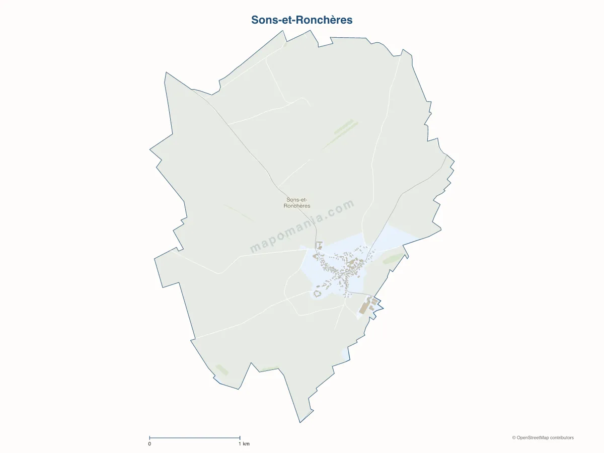 Carte de Sons-et-Ronchères à personnaliser