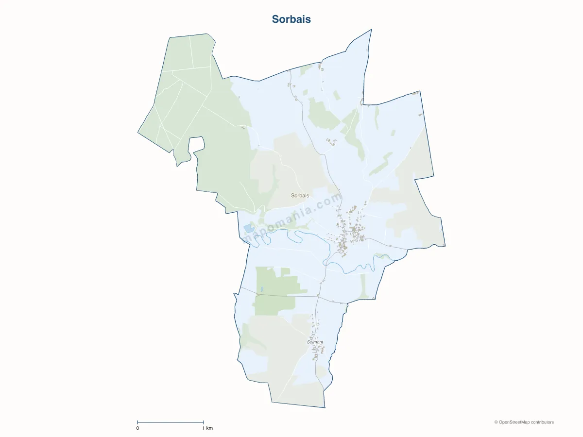 Carte de Sorbais à personnaliser