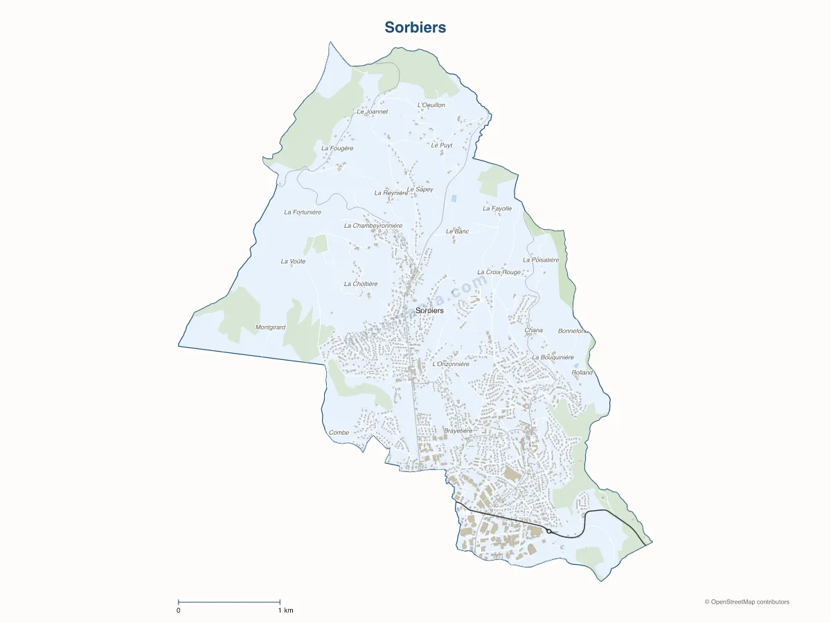 Carte de Sorbiers à personnaliser