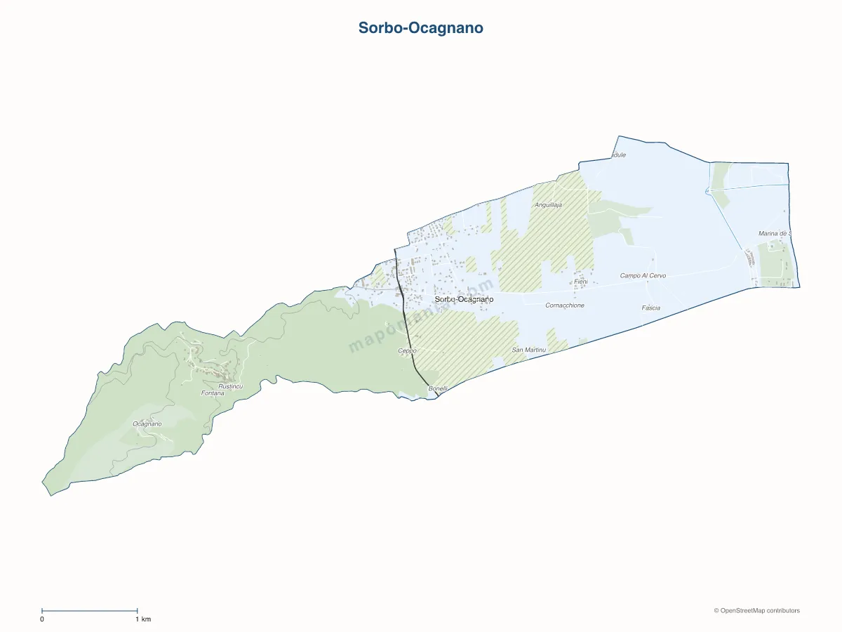 Carte de Sorbo-Ocagnano à personnaliser