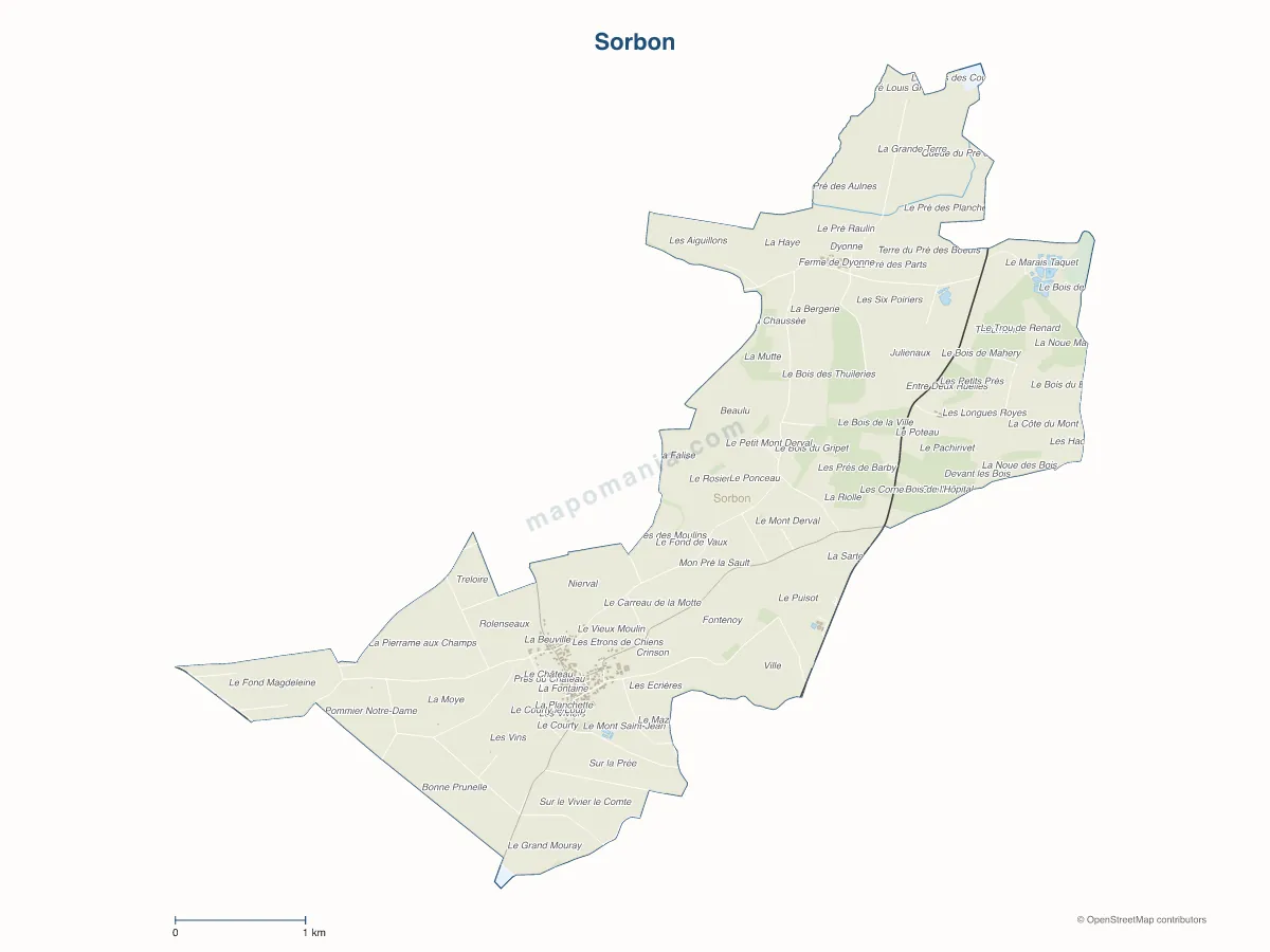 Carte de Sorbon à personnaliser