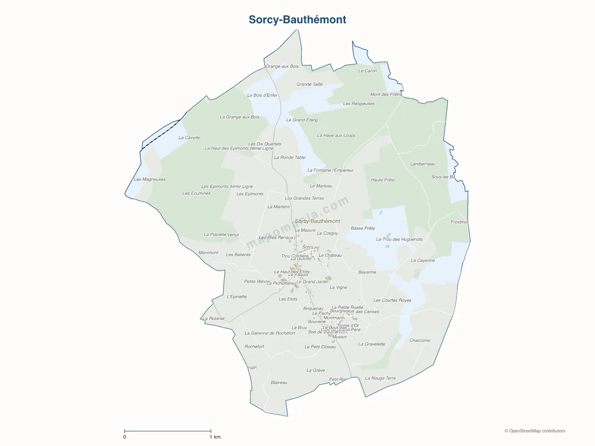 Carte de Sorcy-Bauthémont à personnaliser