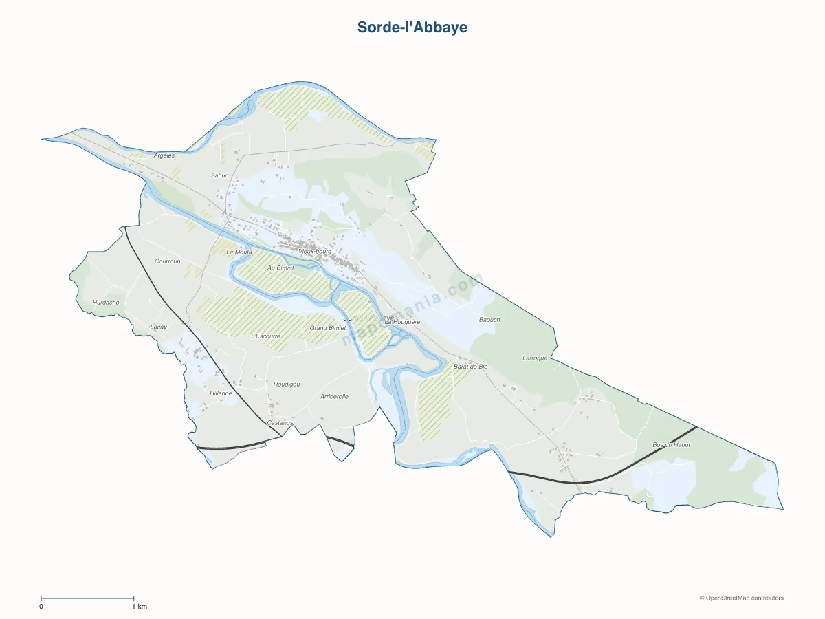 Carte de Sorde-l'Abbaye à personnaliser