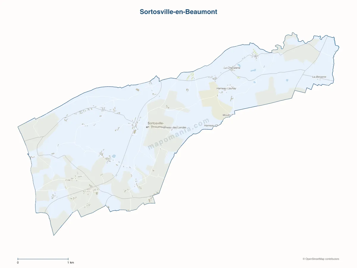 Carte de Sortosville-en-Beaumont à personnaliser