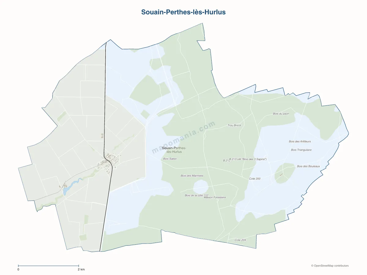 Carte de Souain-Perthes-lès-Hurlus à personnaliser