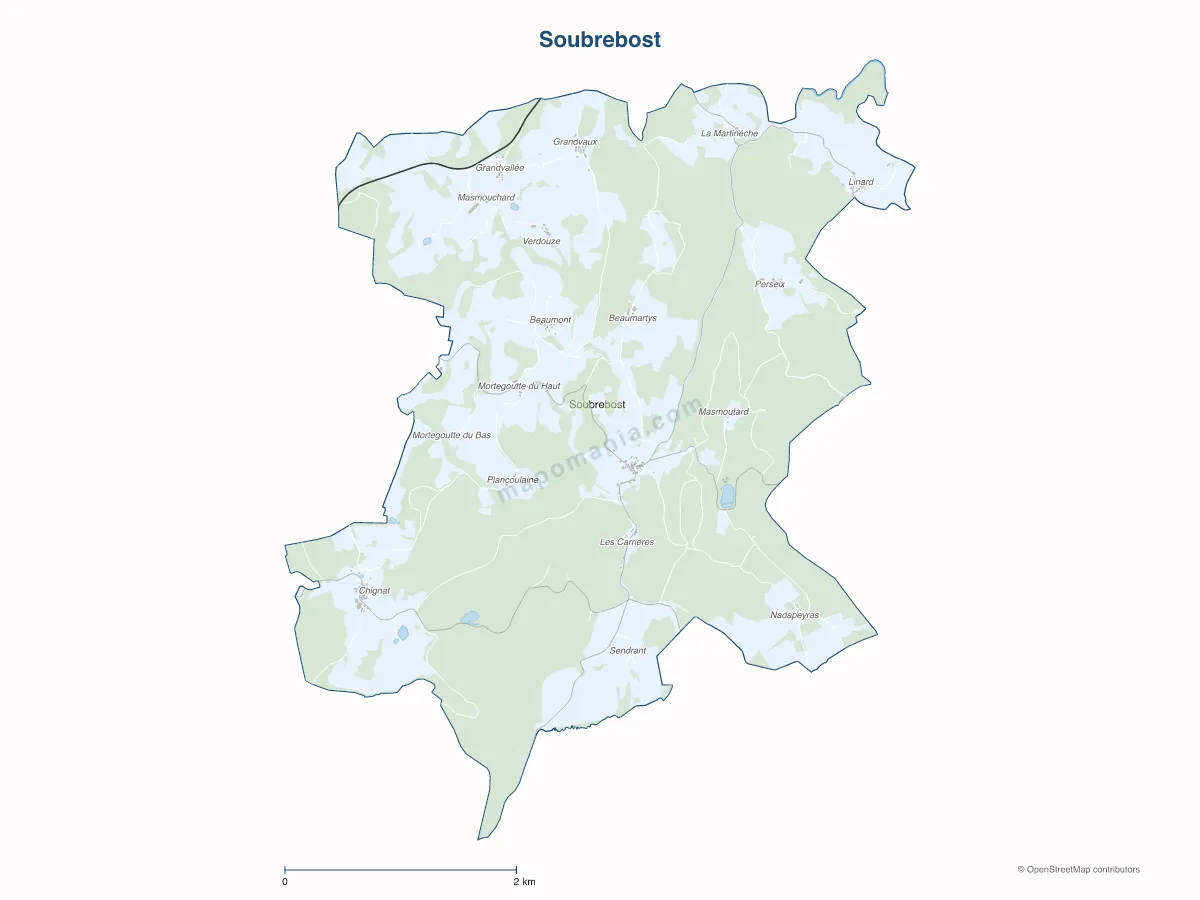 Carte de Soubrebost à personnaliser