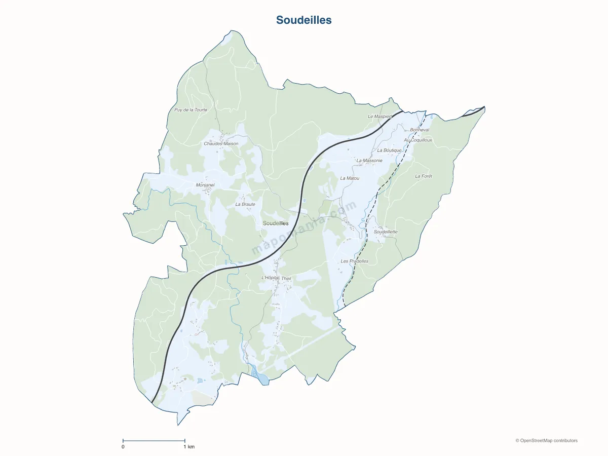 Carte de Soudeilles à personnaliser