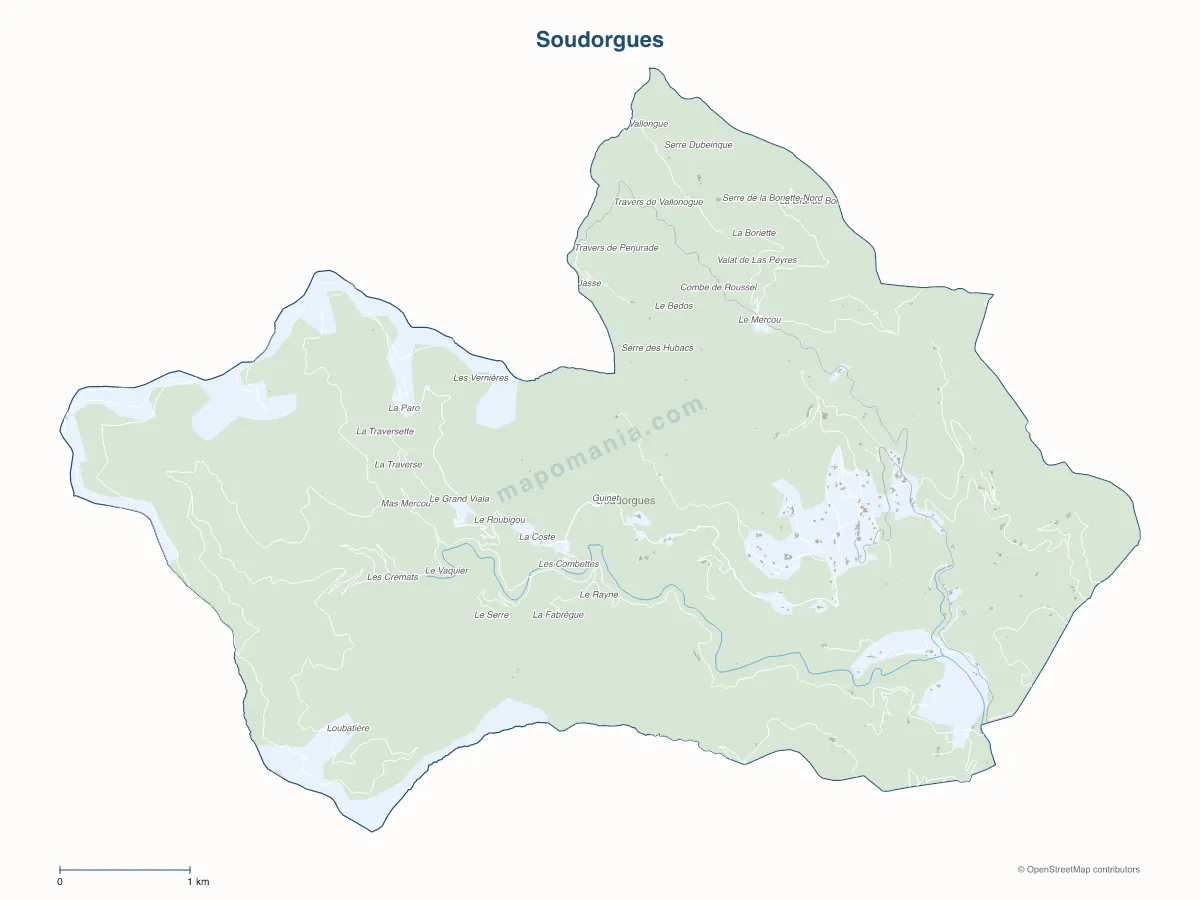 Carte de Soudorgues à personnaliser