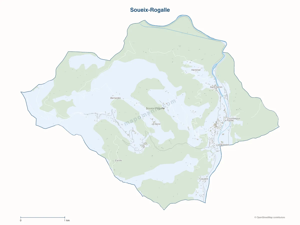 Carte de Soueix-Rogalle à personnaliser