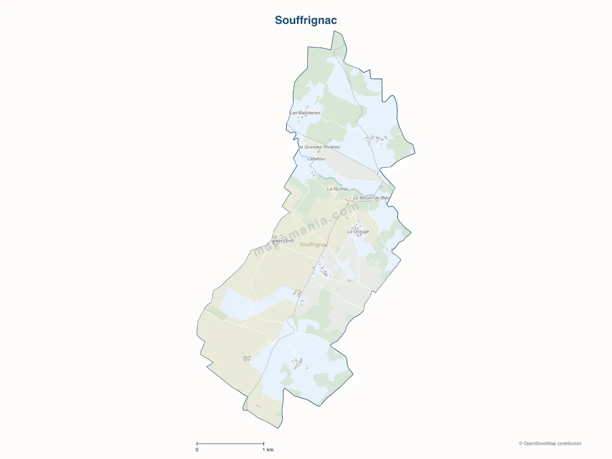 Carte de Souffrignac à personnaliser
