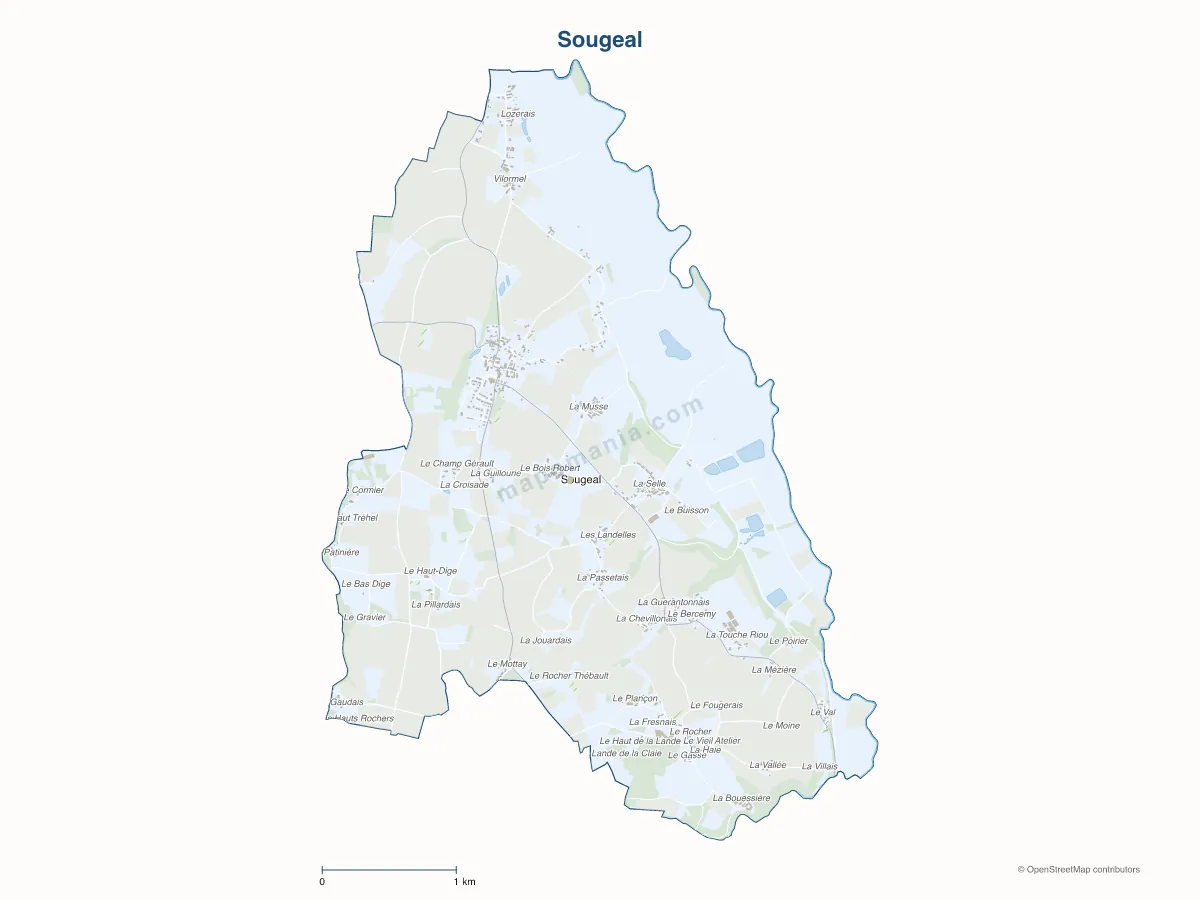 Carte de Sougeal à personnaliser
