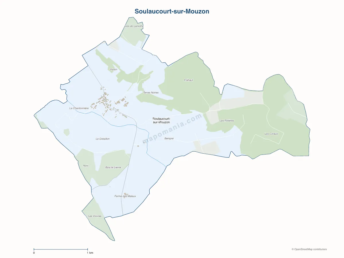 Carte de Soulaucourt-sur-Mouzon à personnaliser