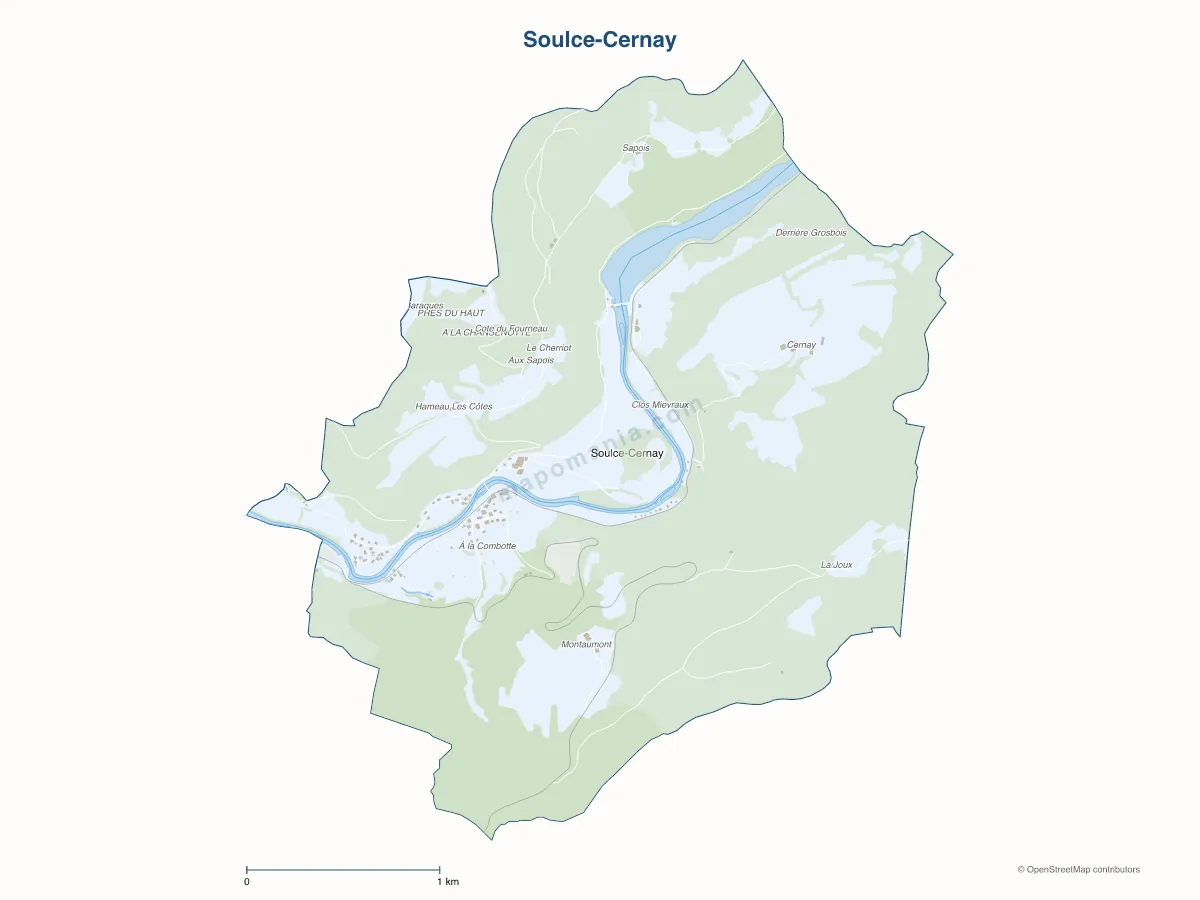 Carte de Soulce-Cernay à personnaliser