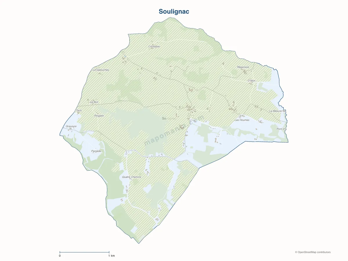 Carte de Soulignac à personnaliser