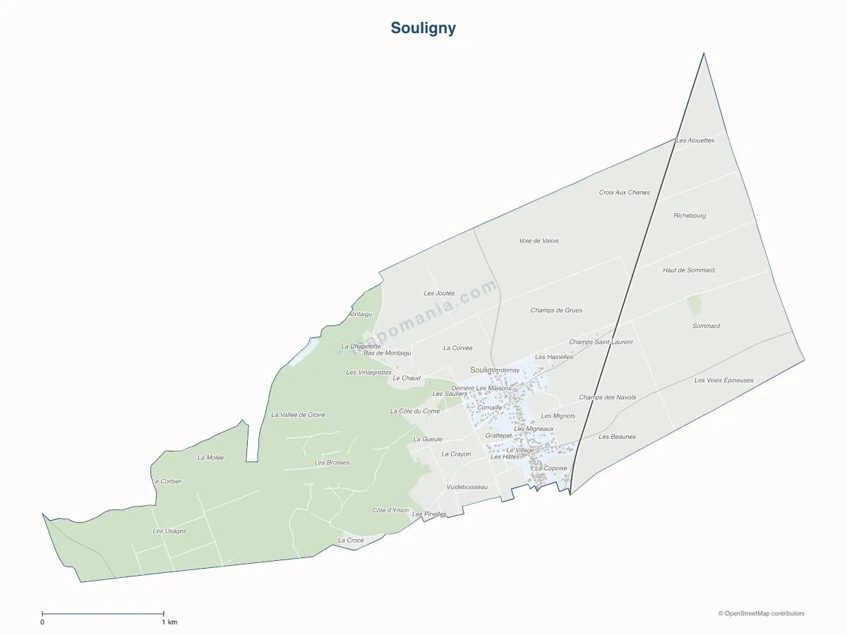 Carte de Souligny à personnaliser