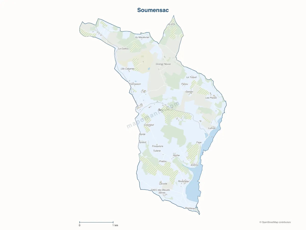 Carte de Soumensac à personnaliser