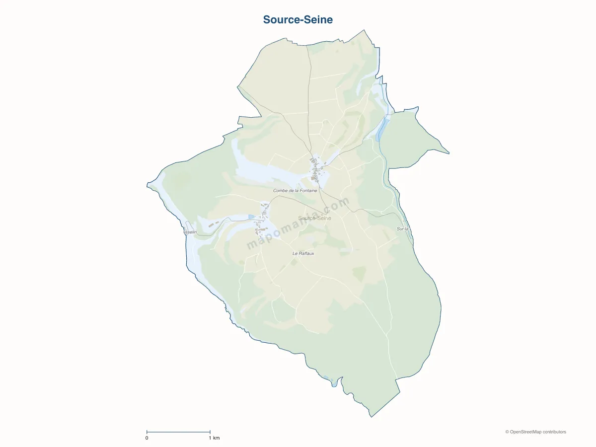 Carte de Source-Seine à personnaliser