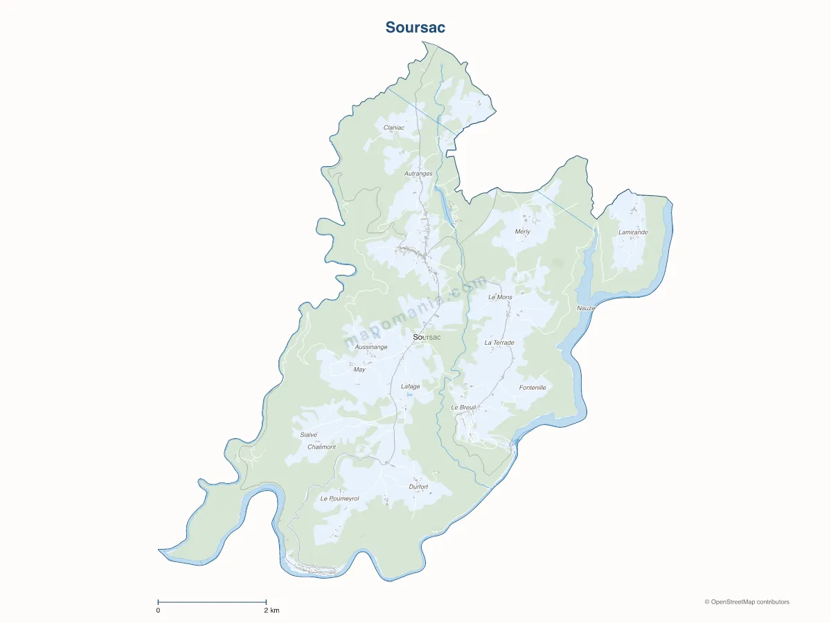 Carte de Soursac à personnaliser