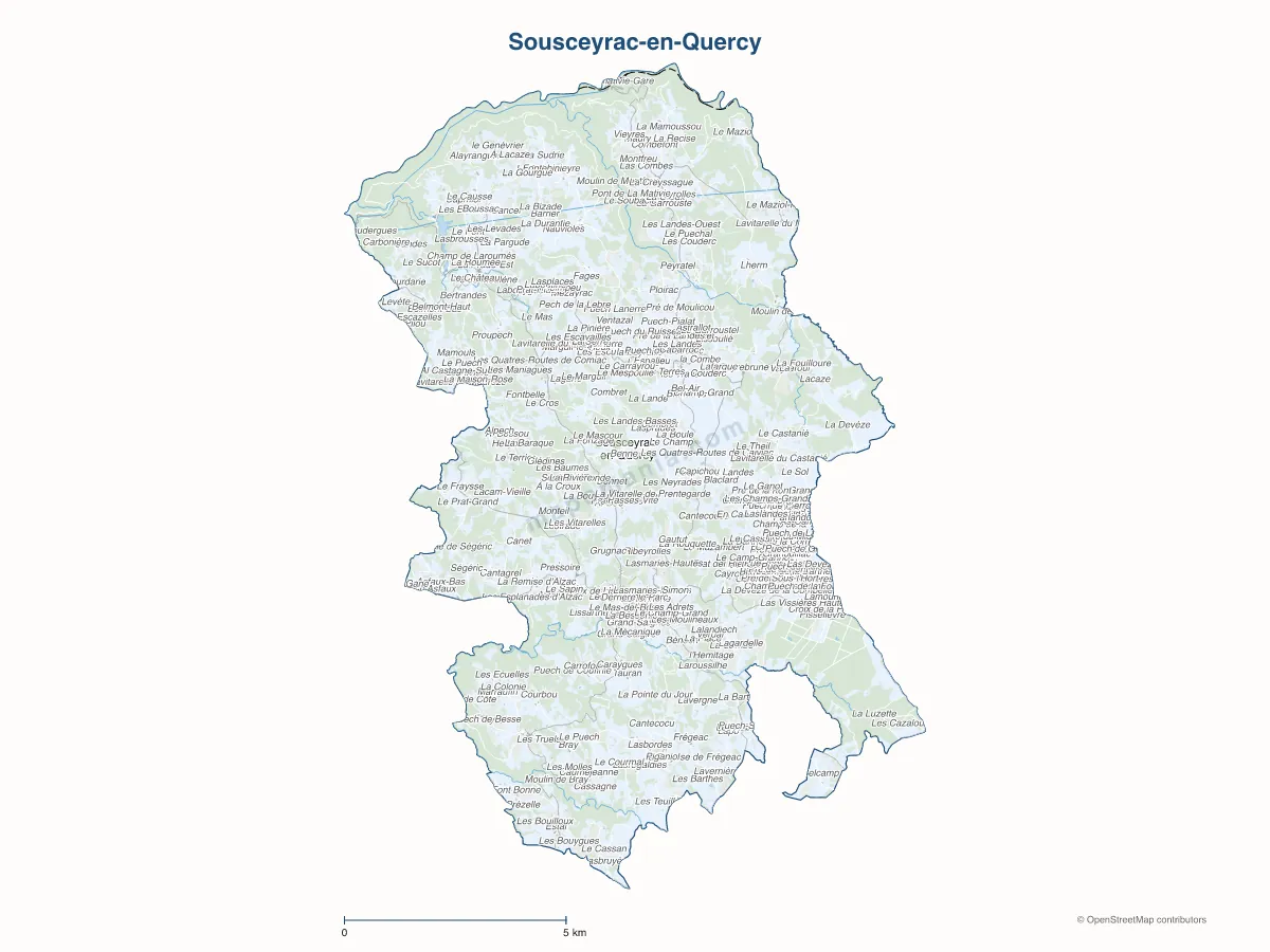 Carte de Sousceyrac-en-Quercy à personnaliser