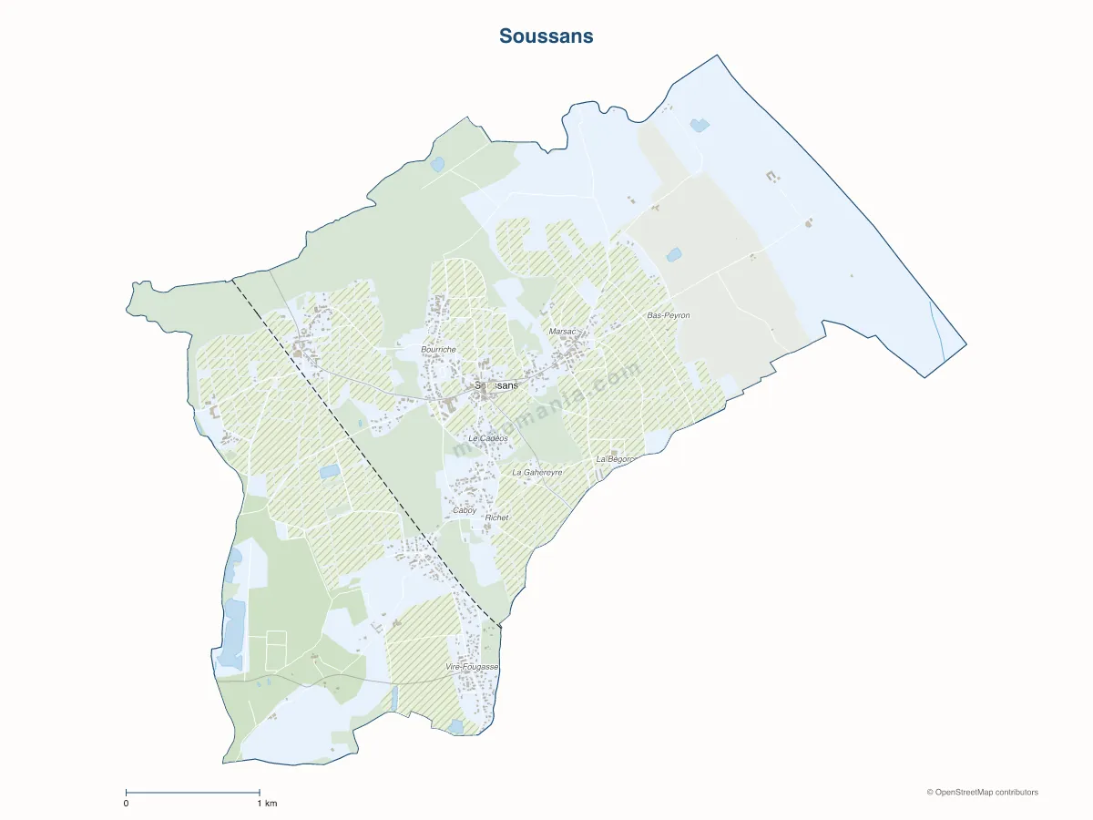 Carte de Soussans à personnaliser