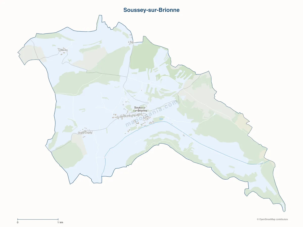 Carte de Soussey-sur-Brionne à personnaliser