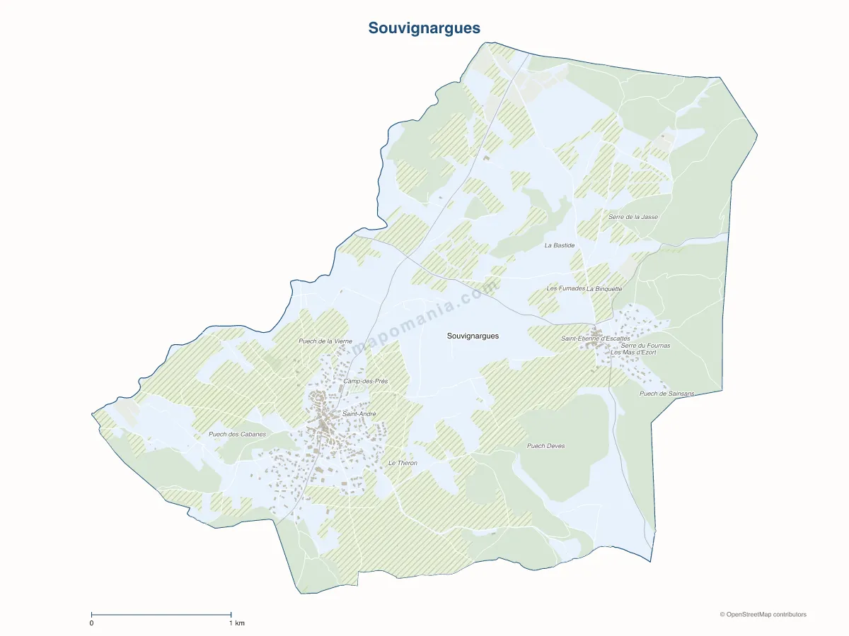 Carte de Souvignargues à personnaliser