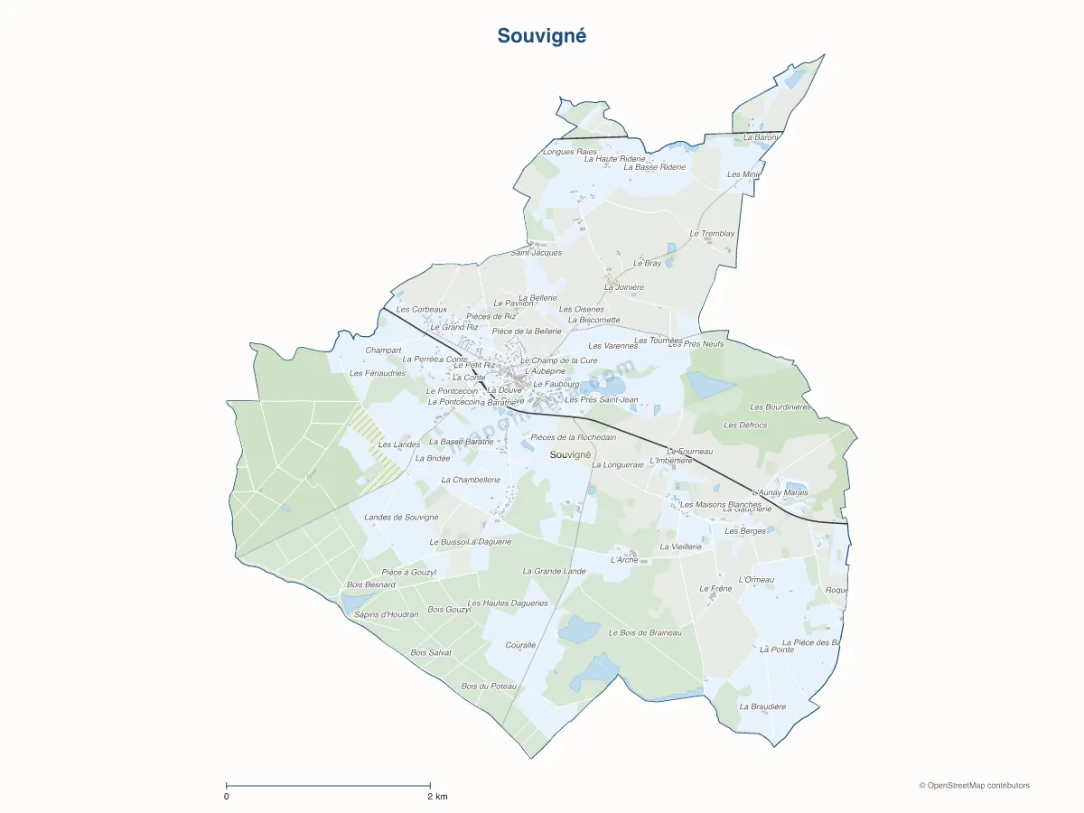 Carte de Souvigné à personnaliser