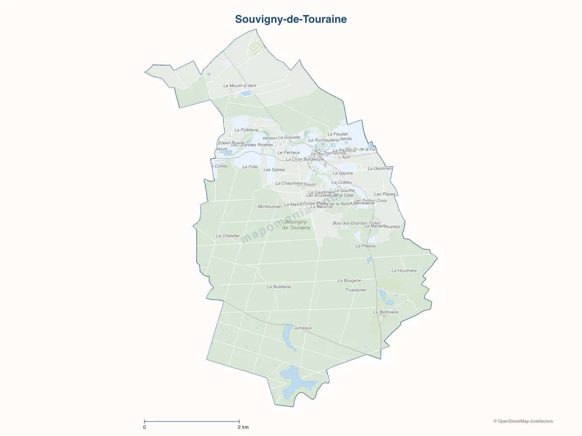 Carte de Souvigny-de-Touraine à personnaliser