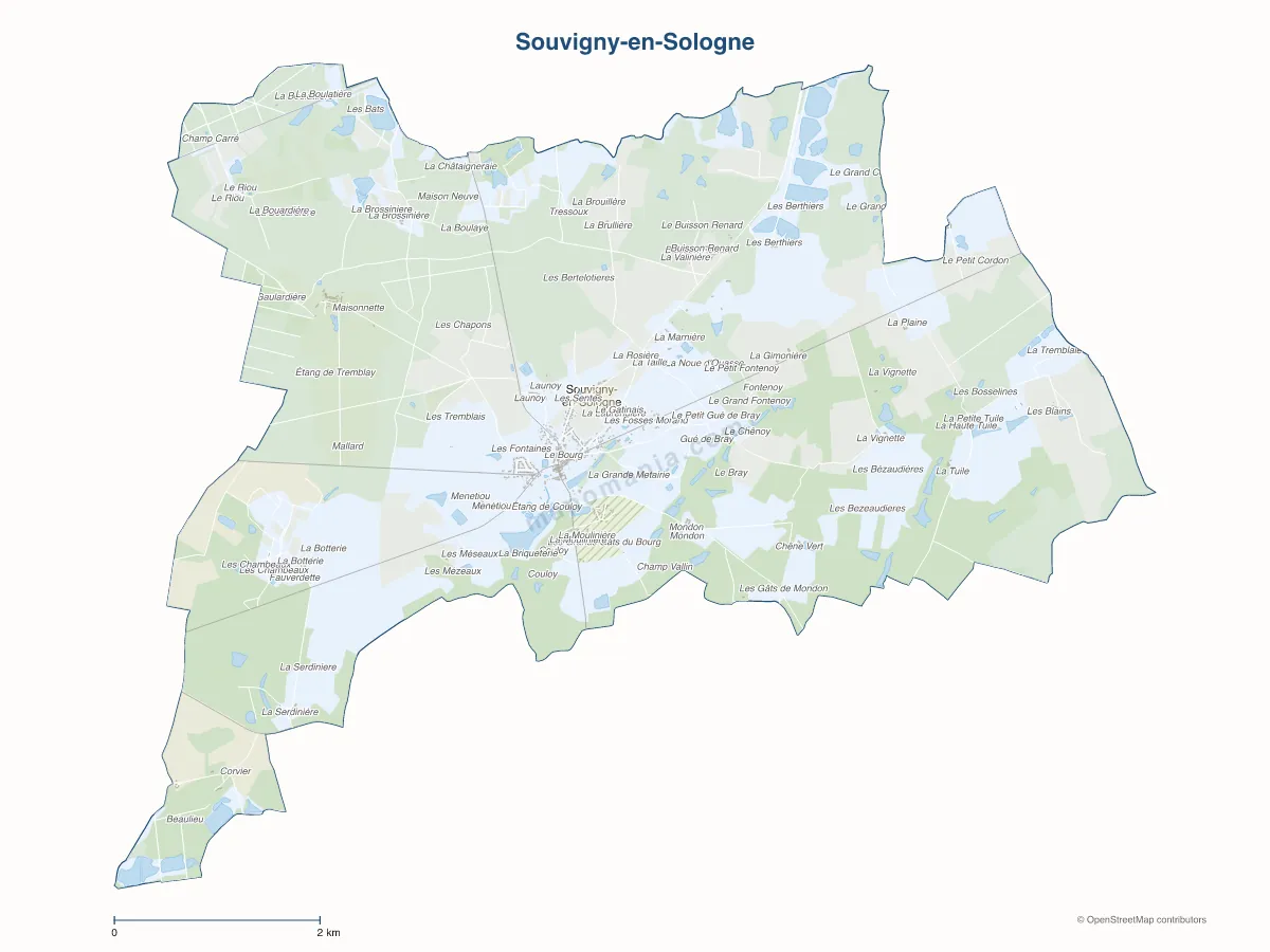 Carte de Souvigny-en-Sologne à personnaliser