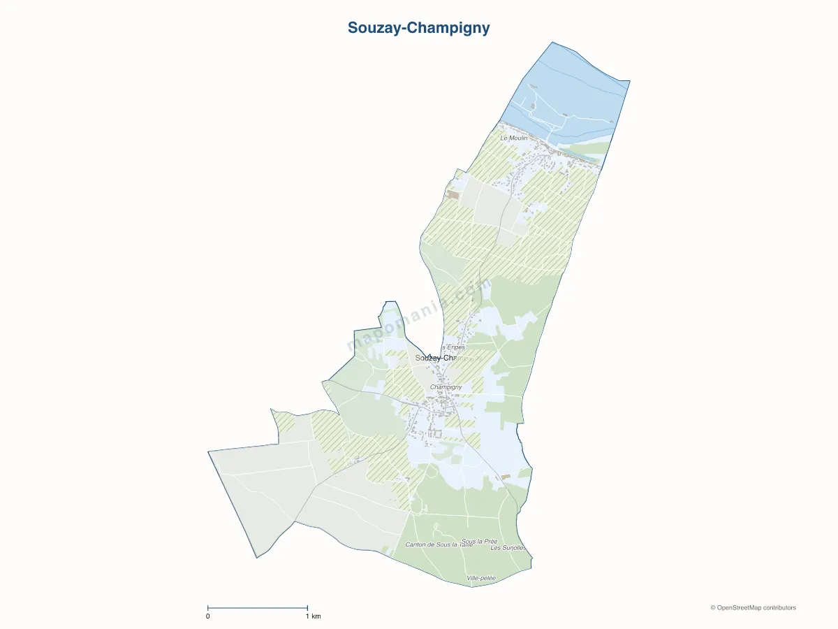 Carte de Souzay-Champigny à personnaliser