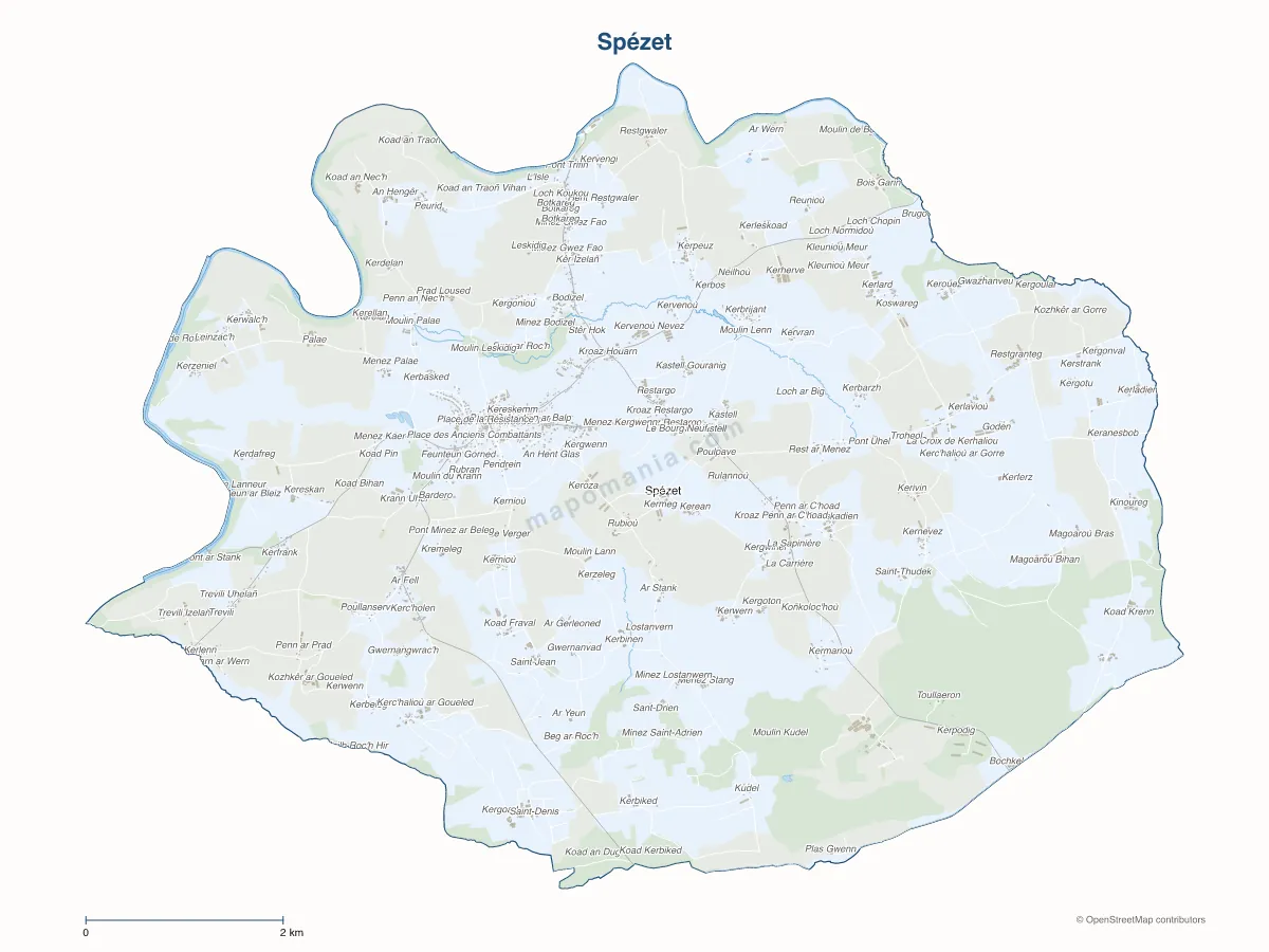 Carte de Spézet à personnaliser