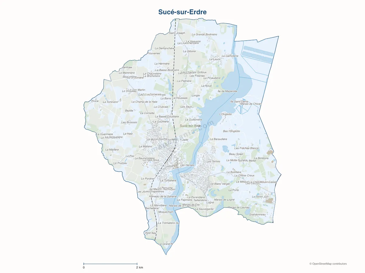 Carte de Sucé-sur-Erdre à personnaliser