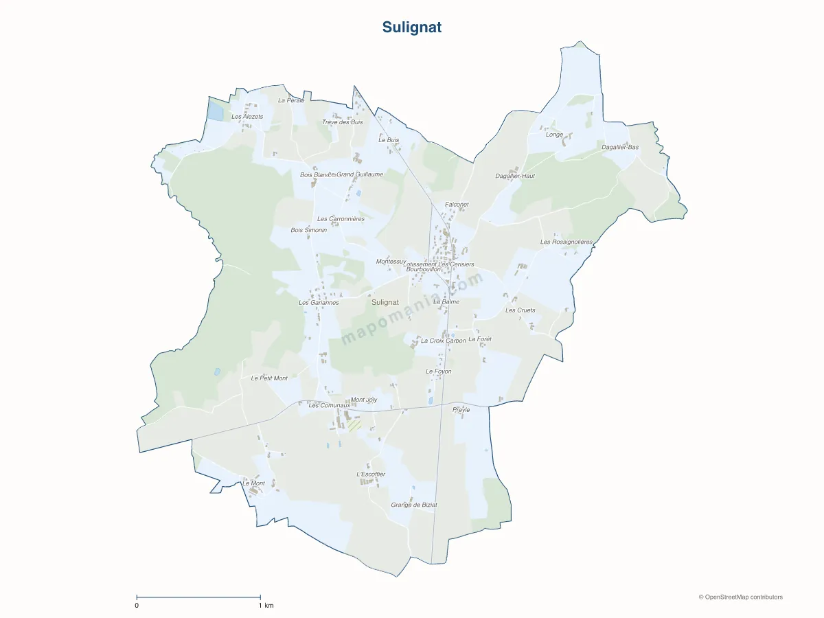 Carte de Sulignat à personnaliser
