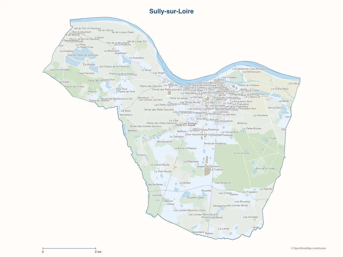 Carte de Sully-sur-Loire à personnaliser