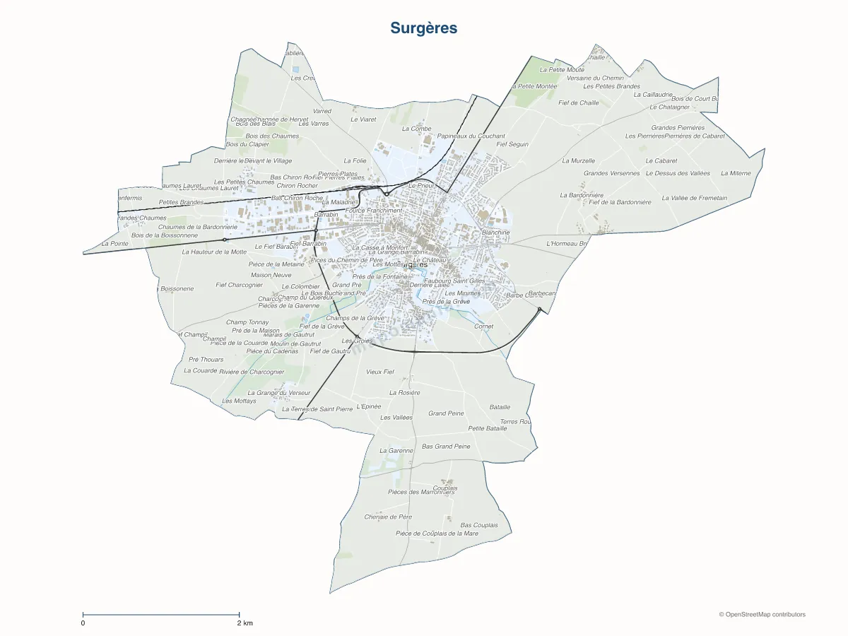 Carte de Surgères à personnaliser