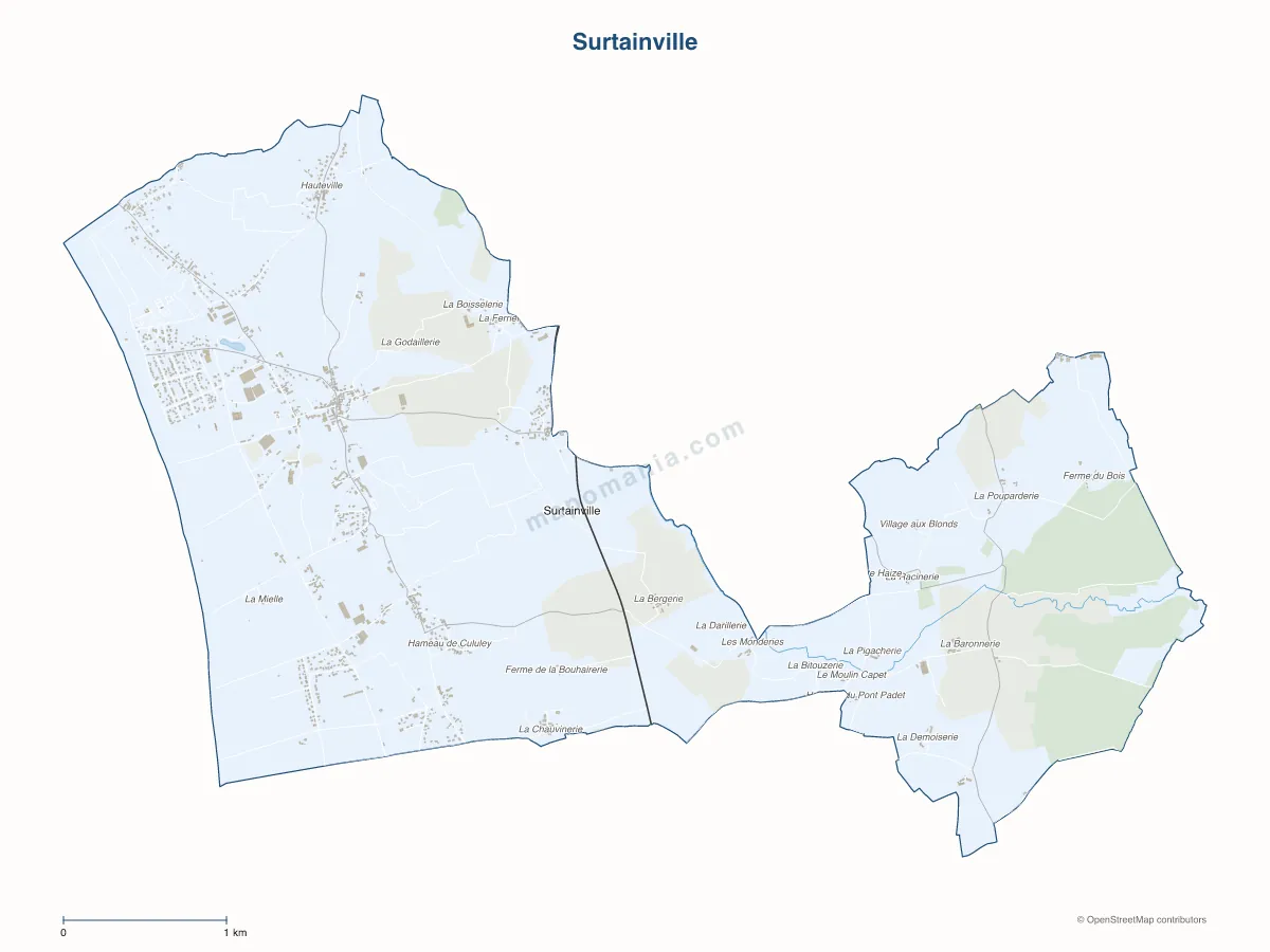 Carte de Surtainville à personnaliser