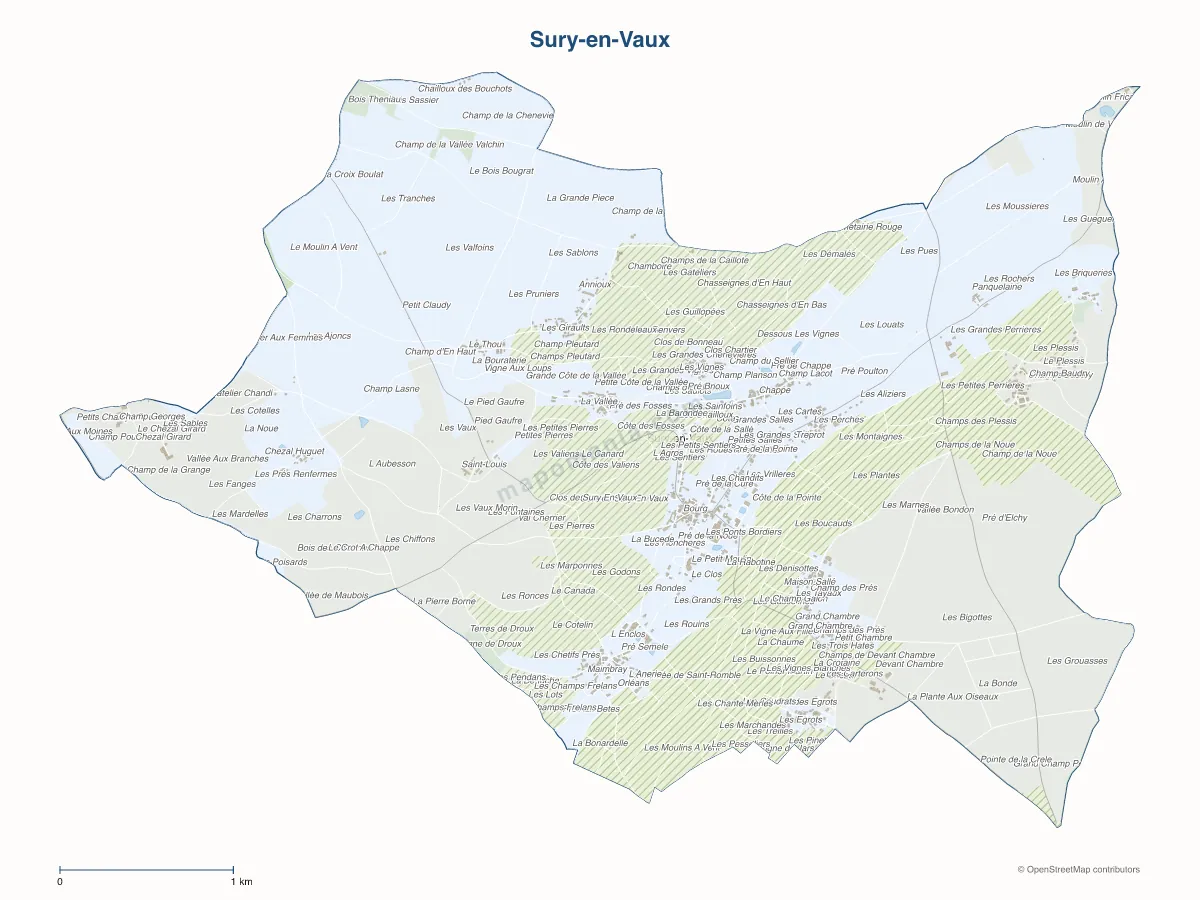 Carte de Sury-en-Vaux à personnaliser