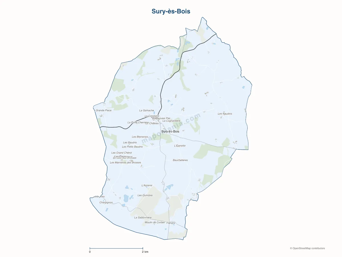 Carte de Sury-ès-Bois à personnaliser