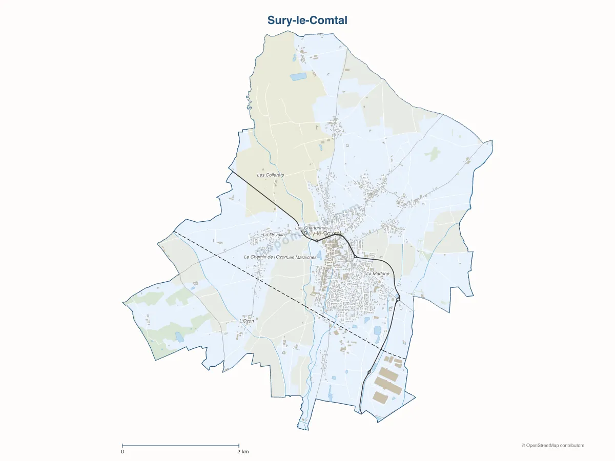 Carte de Sury-le-Comtal à personnaliser