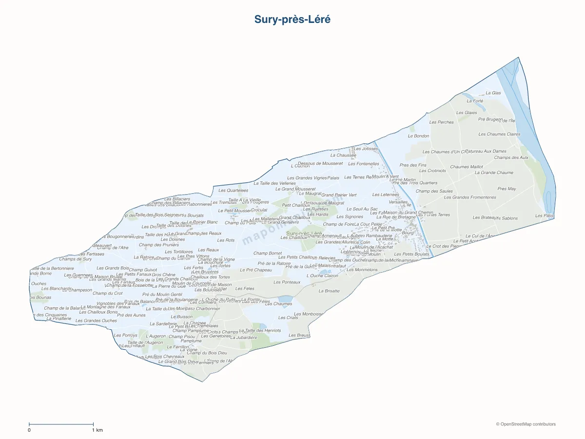 Carte de Sury-près-Léré à personnaliser
